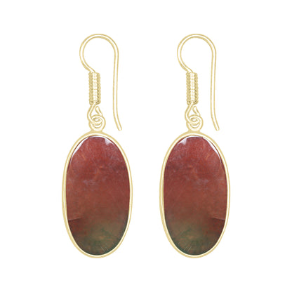 Red Moss Agate Earrings – Silver-Plated Brass, Bezel Drop | Wholesale