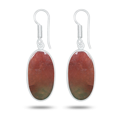 Red Moss Agate Earrings – Silver-Plated Brass, Bezel Drop | Wholesale
