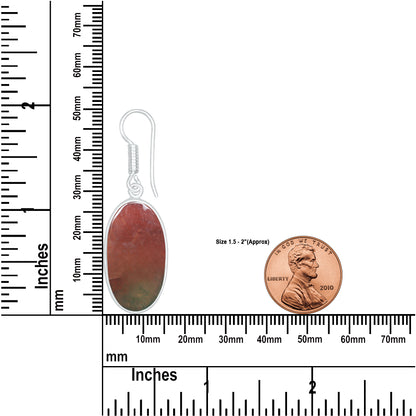 Red Moss Agate Earrings – Silver-Plated Brass, Bezel Drop | Wholesale