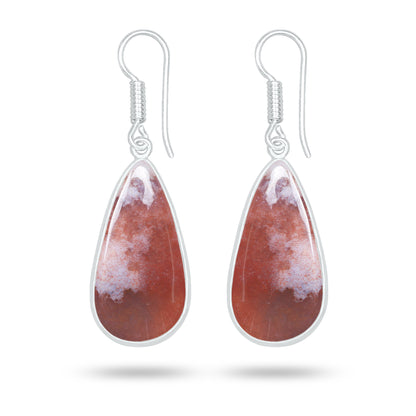 Red Moss Agate Earrings – Silver-Plated Brass, Bezel Drop | Wholesale