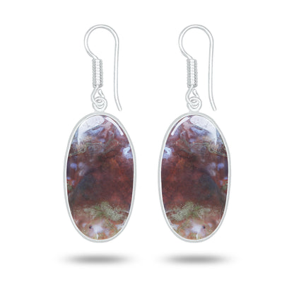 Red Moss Agate Earrings – Silver-Plated Brass, Bezel Drop | Wholesale