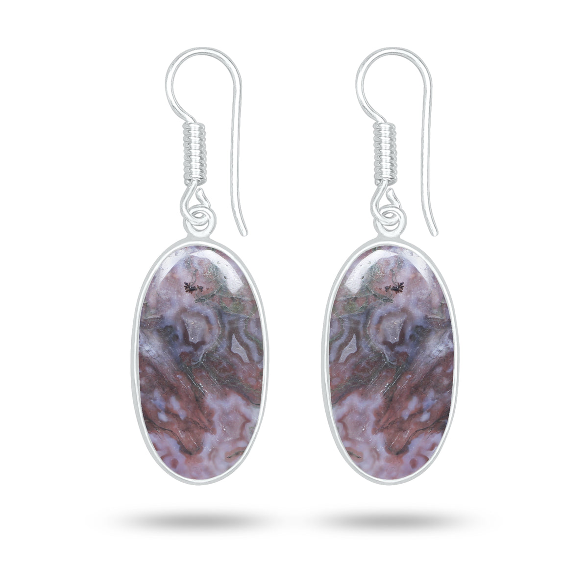 Red Moss Agate Earrings – Silver-Plated Brass, Bezel Drop | Wholesale
