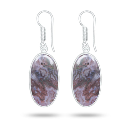 Red Moss Agate Earrings – Silver-Plated Brass, Bezel Drop | Wholesale