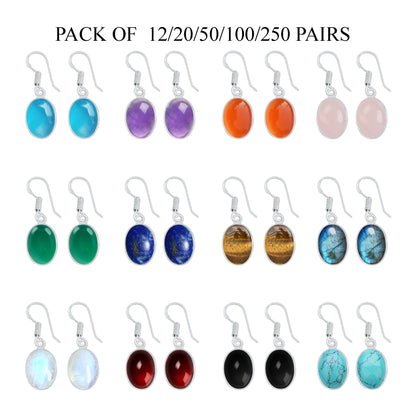 Boucles d'oreilles à lunette serties de cristaux assortis - Plaqué argent, minimalistes, vente en gros