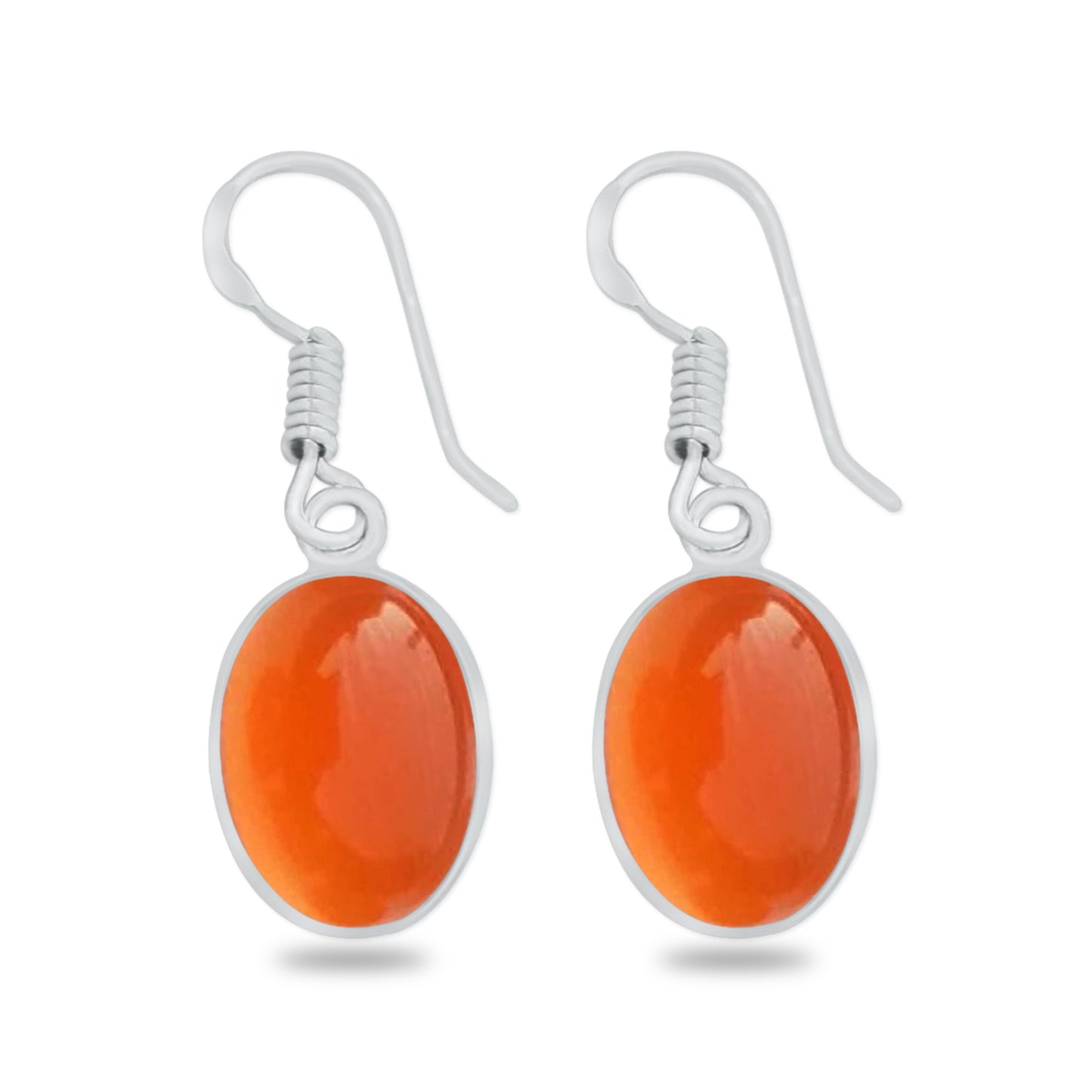 Carnelian Crystal Bezel Earrings Jewelry - Silver Plated, Minimalistic, Wholesale