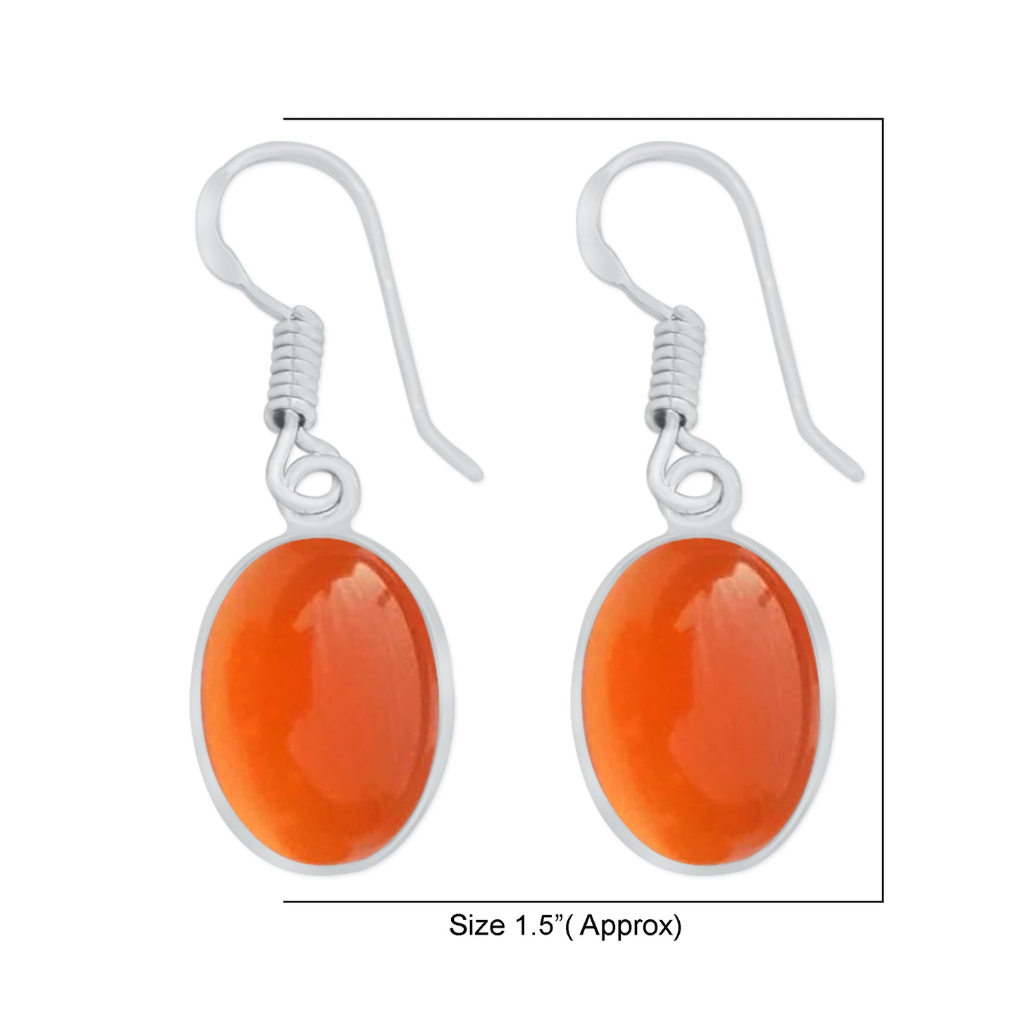 Carnelian Crystal Bezel Earrings Jewelry - Silver Plated, Minimalistic, Wholesale