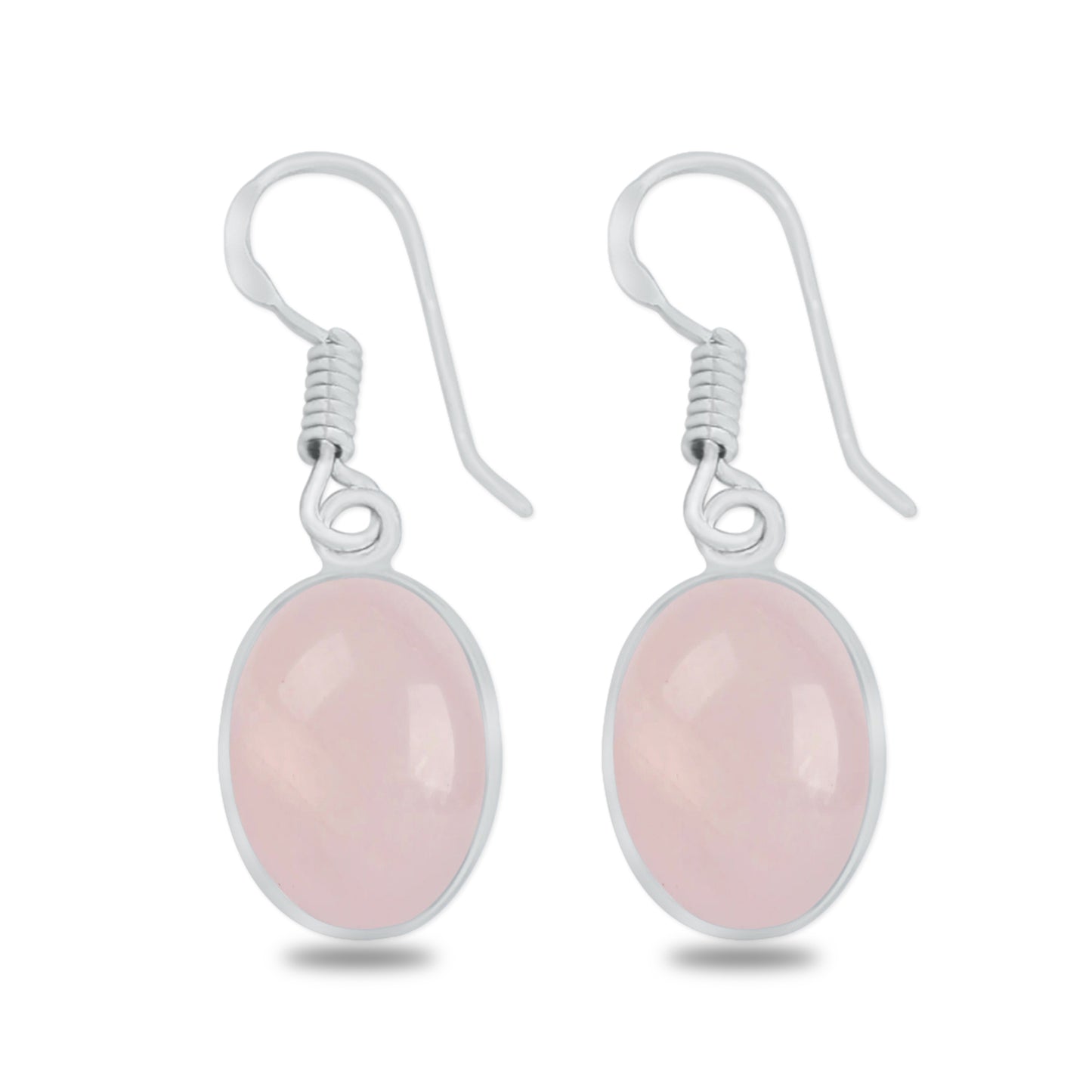 Dainty Rose Quartz Crystal Bezel Earrings - Silver-Plated, Minimalistic, Wholesale