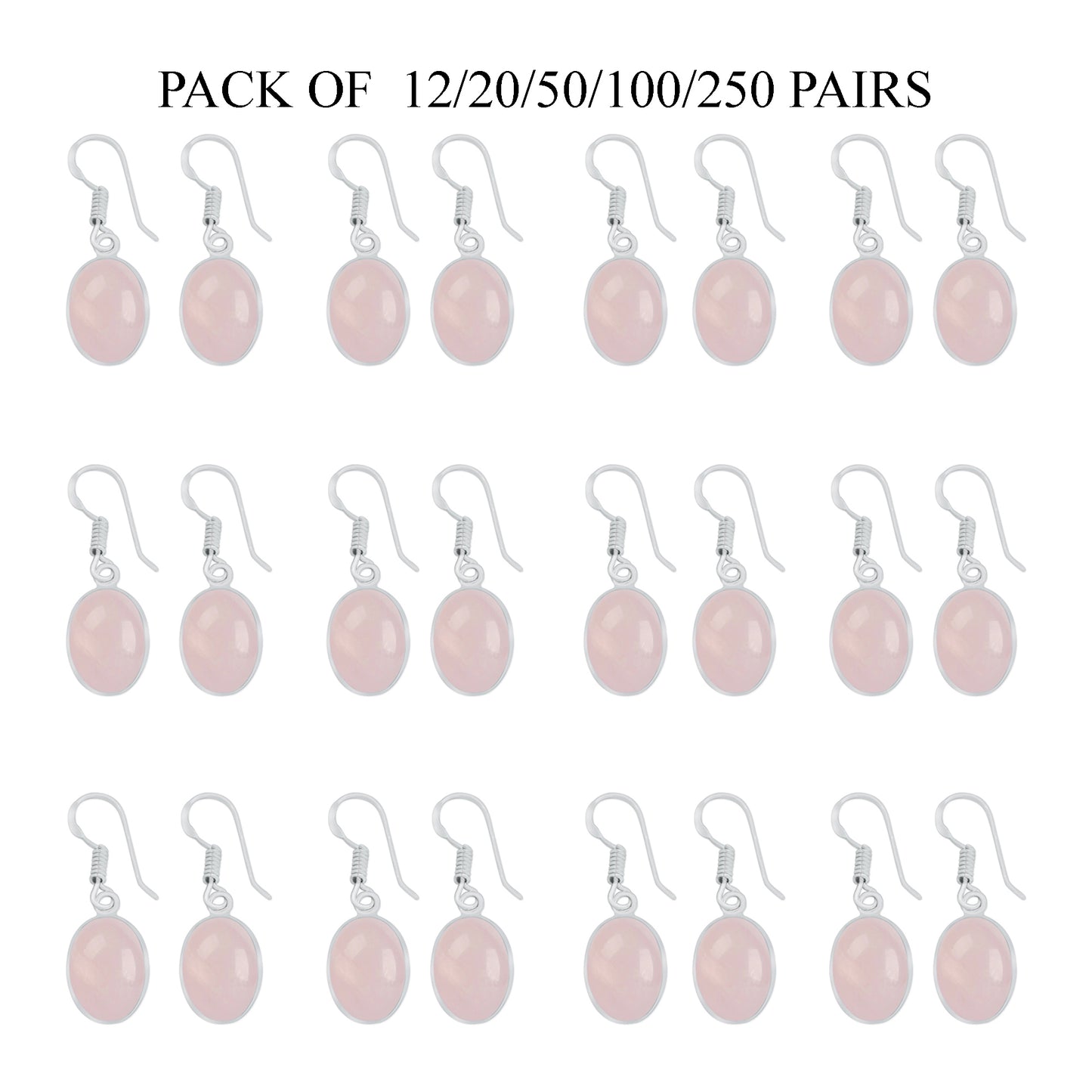 Dainty Rose Quartz Crystal Bezel Earrings - Silver-Plated, Minimalistic, Wholesale