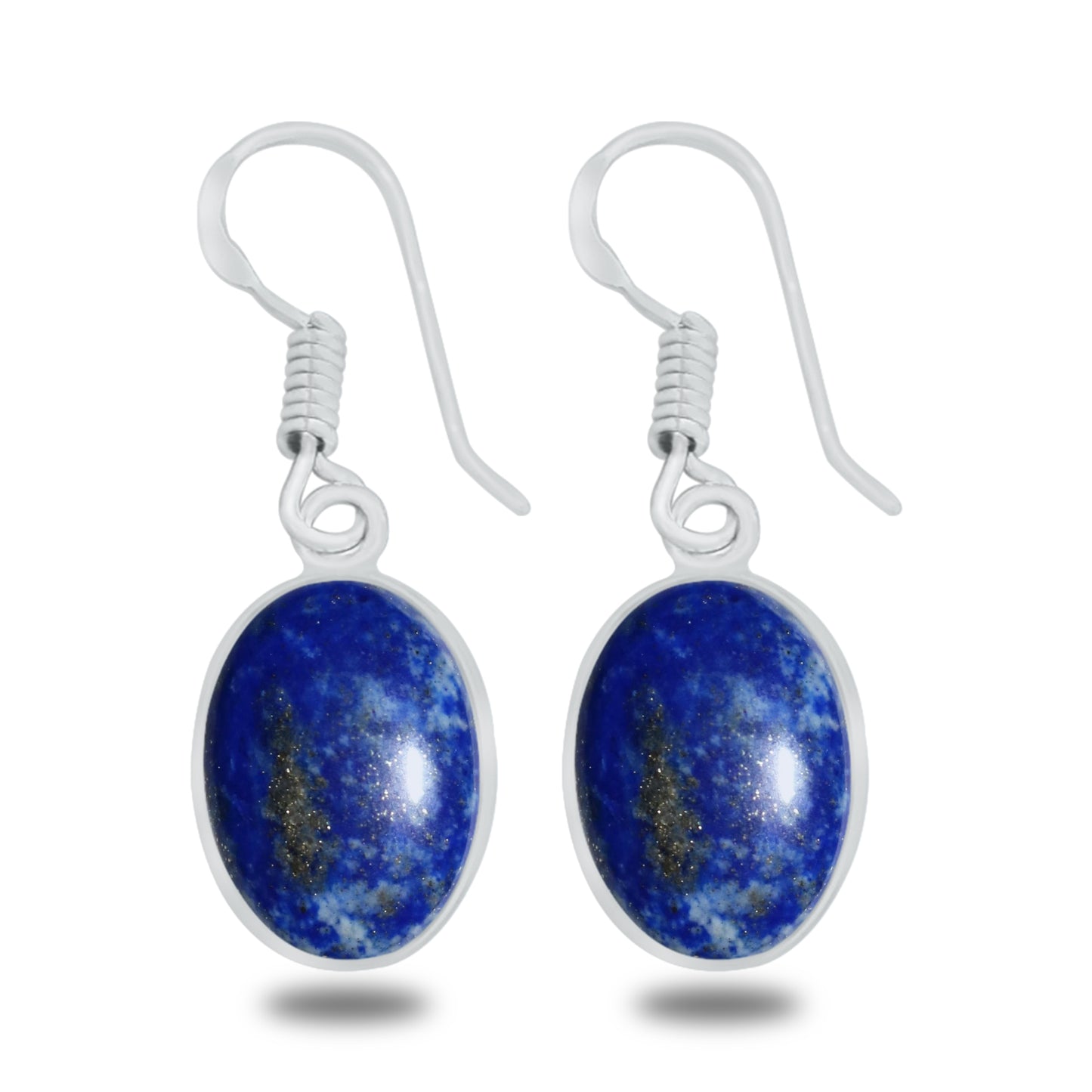 Dainty Bezel Earrings set with Natural Lapis Lazuli - Silver Plated, Minimalistic, Wholesale