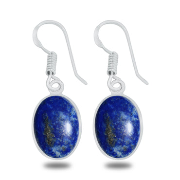 Boucles d'oreilles délicates serties de lapis-lazuli naturel - Plaqué argent, minimalistes, vente en gros