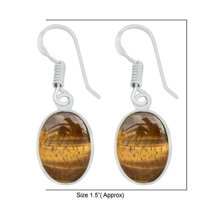 Boucles d'oreilles œil de tigre - Plaqué argent, délicates et minimalistes, vente en gros