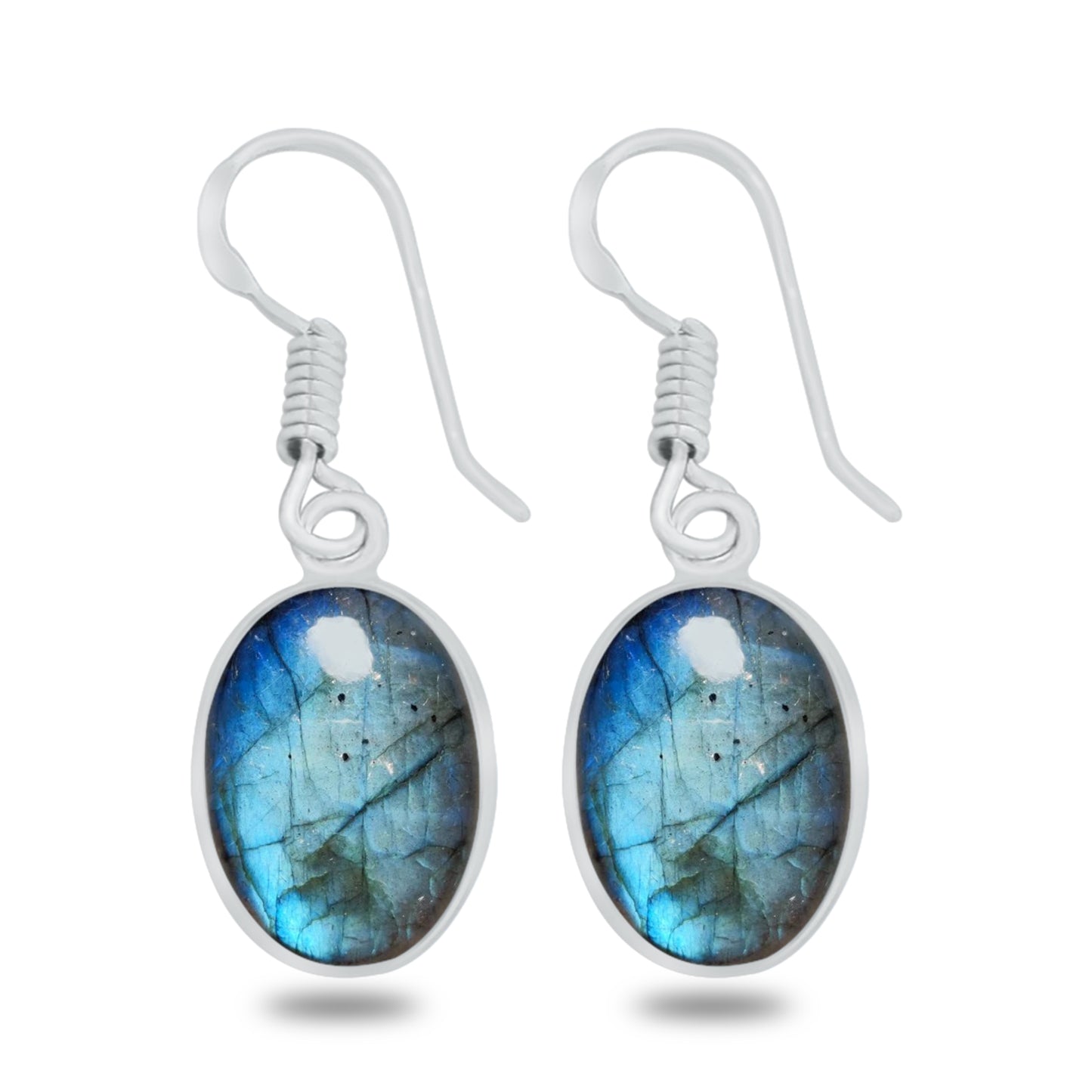 Boucles d'oreilles à lunette serties de cristaux assortis - Plaqué argent, minimalistes, vente en gros