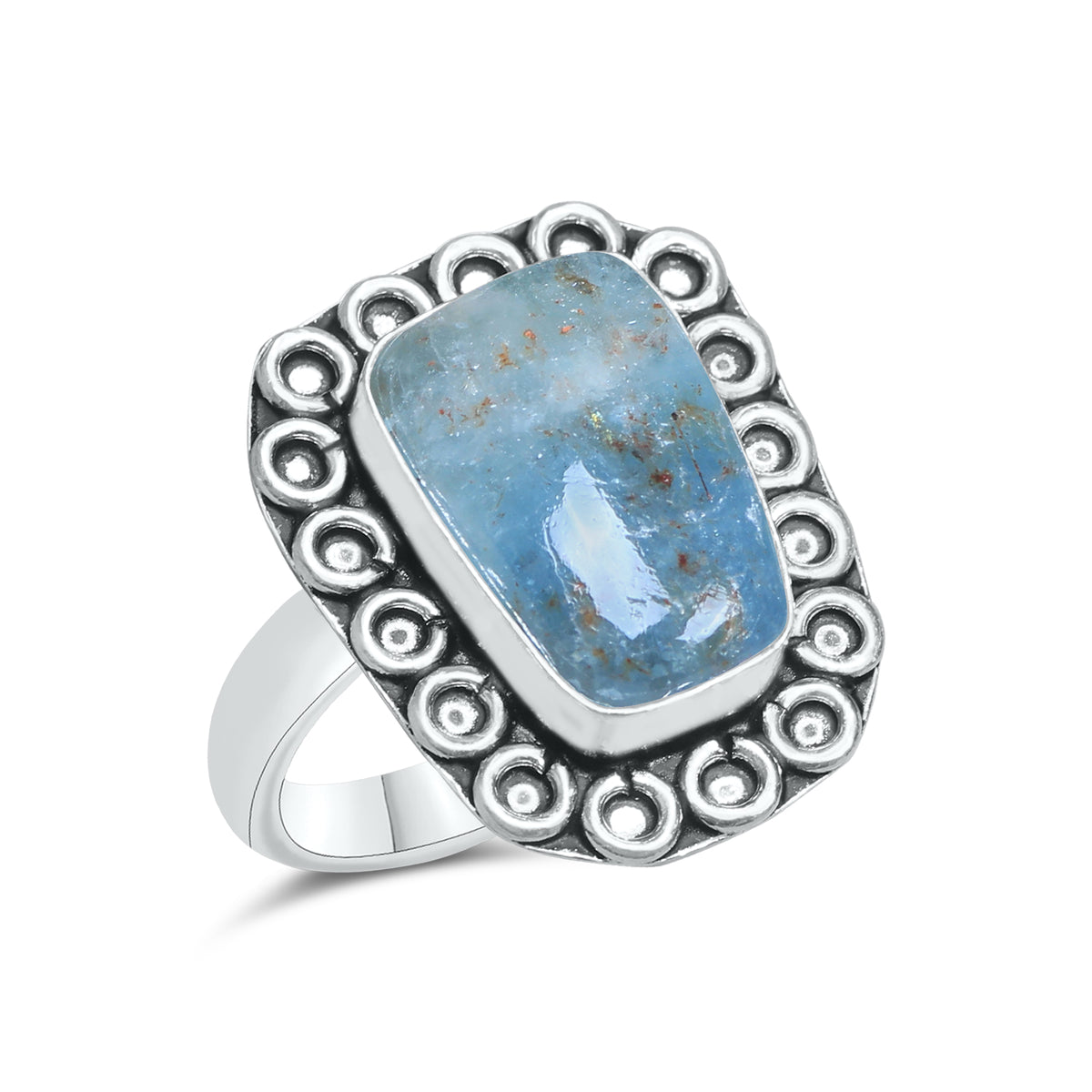 Aquamarine Rings – Silver-Plated, Handmade, Soft Blue Natural Gemstone (US Sizes 6–10, Non-Adjustable) | Wholesale