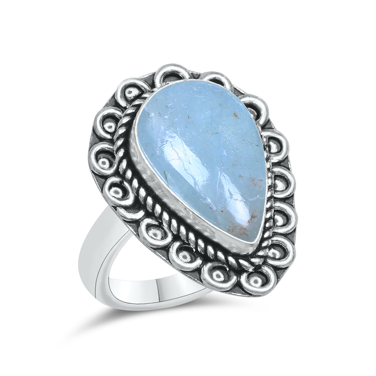 Aquamarine Rings – Silver-Plated, Handmade, Soft Blue Natural Gemstone (US Sizes 6–10, Non-Adjustable) | Wholesale