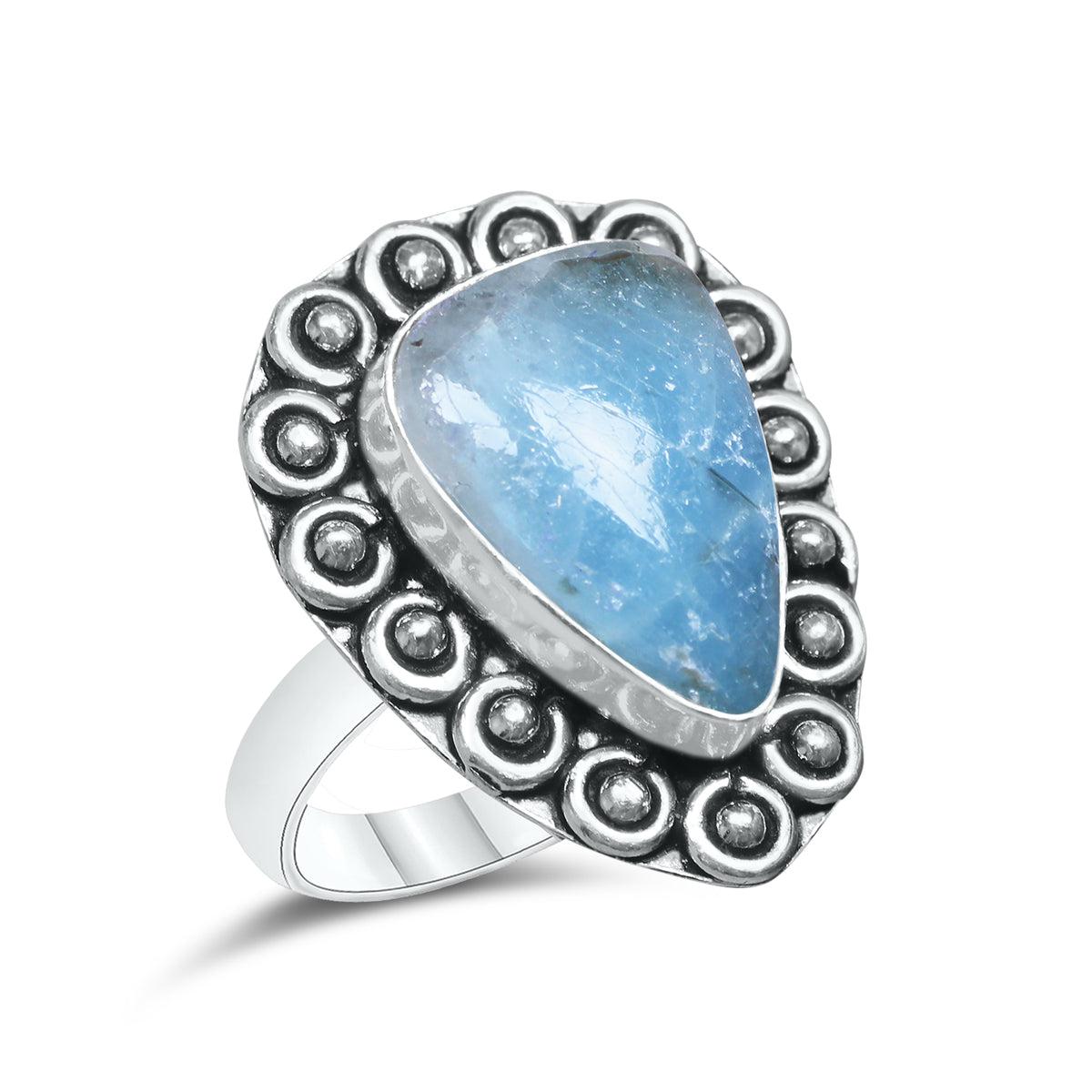 Aquamarine Rings – Silver-Plated, Handmade, Soft Blue Natural Gemstone (US Sizes 6–10, Non-Adjustable) | Wholesale