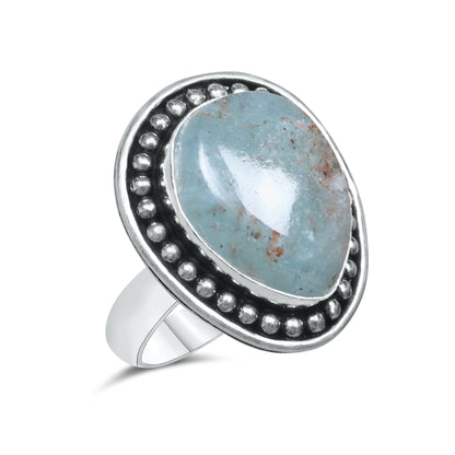 Aquamarine Rings – Silver-Plated, Handmade, Soft Blue Natural Gemstone (US Sizes 6–10, Non-Adjustable) | Wholesale
