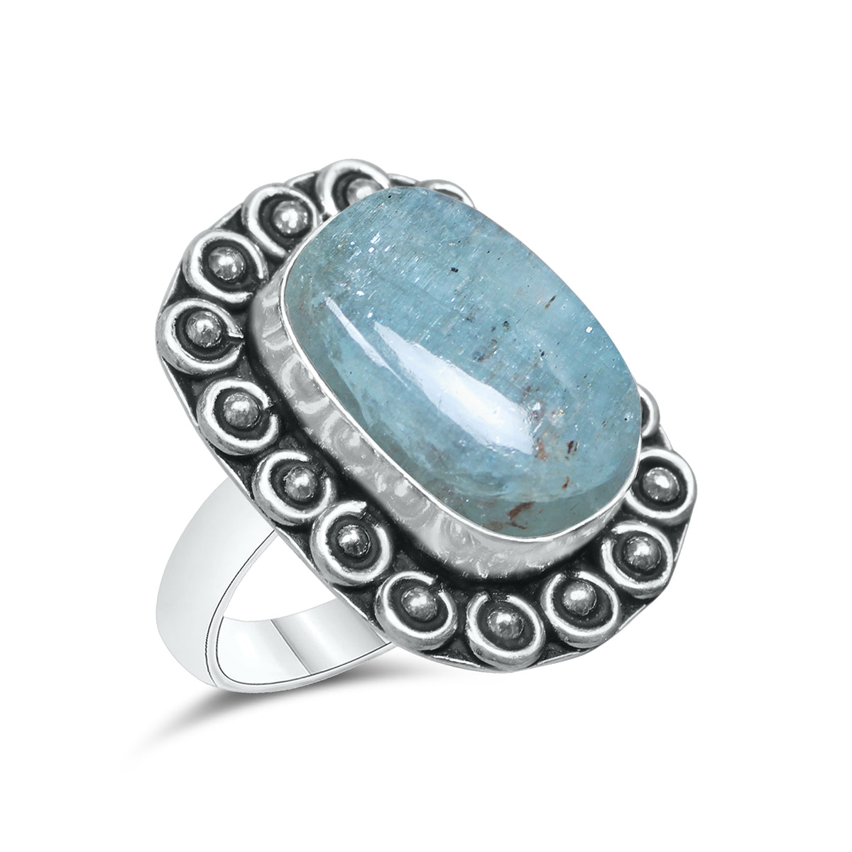 Aquamarine Rings – Silver-Plated, Handmade, Soft Blue Natural Gemstone (US Sizes 6–10, Non-Adjustable) | Wholesale