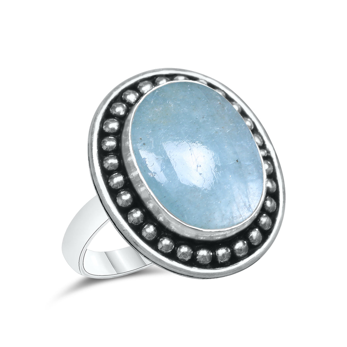 Aquamarine Rings – Silver-Plated, Handmade, Soft Blue Natural Gemstone (US Sizes 6–10, Non-Adjustable) | Wholesale