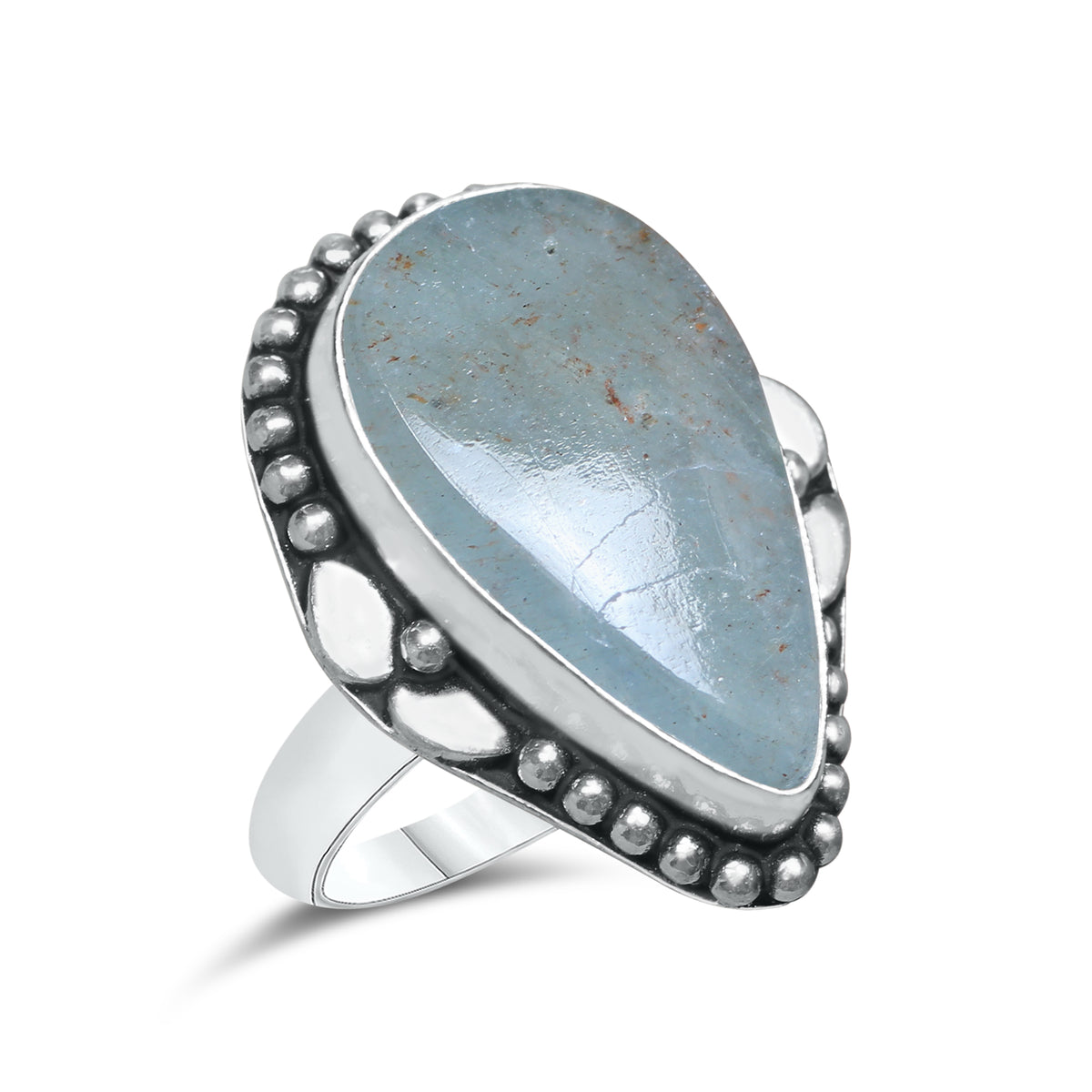 Aquamarine Rings – Silver-Plated, Handmade, Soft Blue Natural Gemstone (US Sizes 6–10, Non-Adjustable) | Wholesale