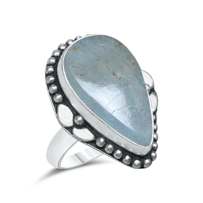 Aquamarine Rings – Silver-Plated, Handmade, Soft Blue Natural Gemstone (US Sizes 6–10, Non-Adjustable) | Wholesale