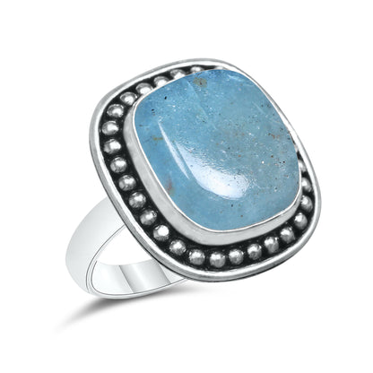 Aquamarine Rings – Silver-Plated, Handmade, Soft Blue Natural Gemstone (US Sizes 6–10, Non-Adjustable) | Wholesale
