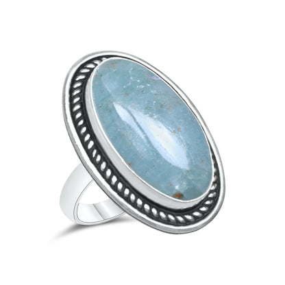 Aquamarine Rings – Silver-Plated, Handmade, Soft Blue Natural Gemstone (US Sizes 6–10, Non-Adjustable) | Wholesale