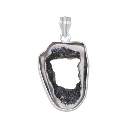 Natural Window Agate Druzy Pendants - Handmade Minimalist Jewelry, Brass Silver Plating