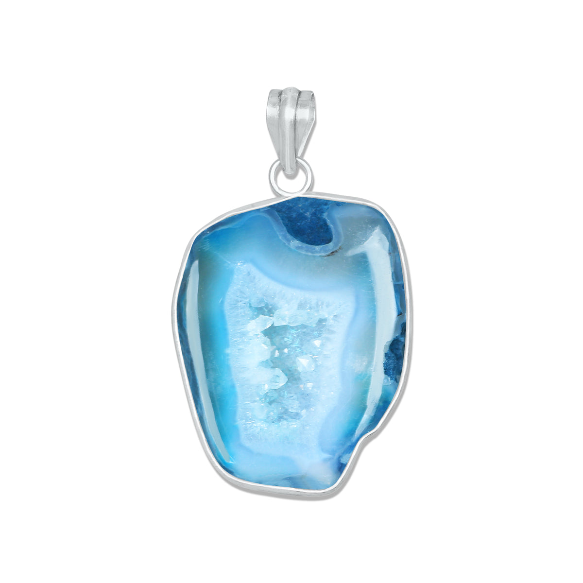 Natural Window Agate Druzy Pendants - Handmade Minimalist Jewelry, Brass Silver Plating