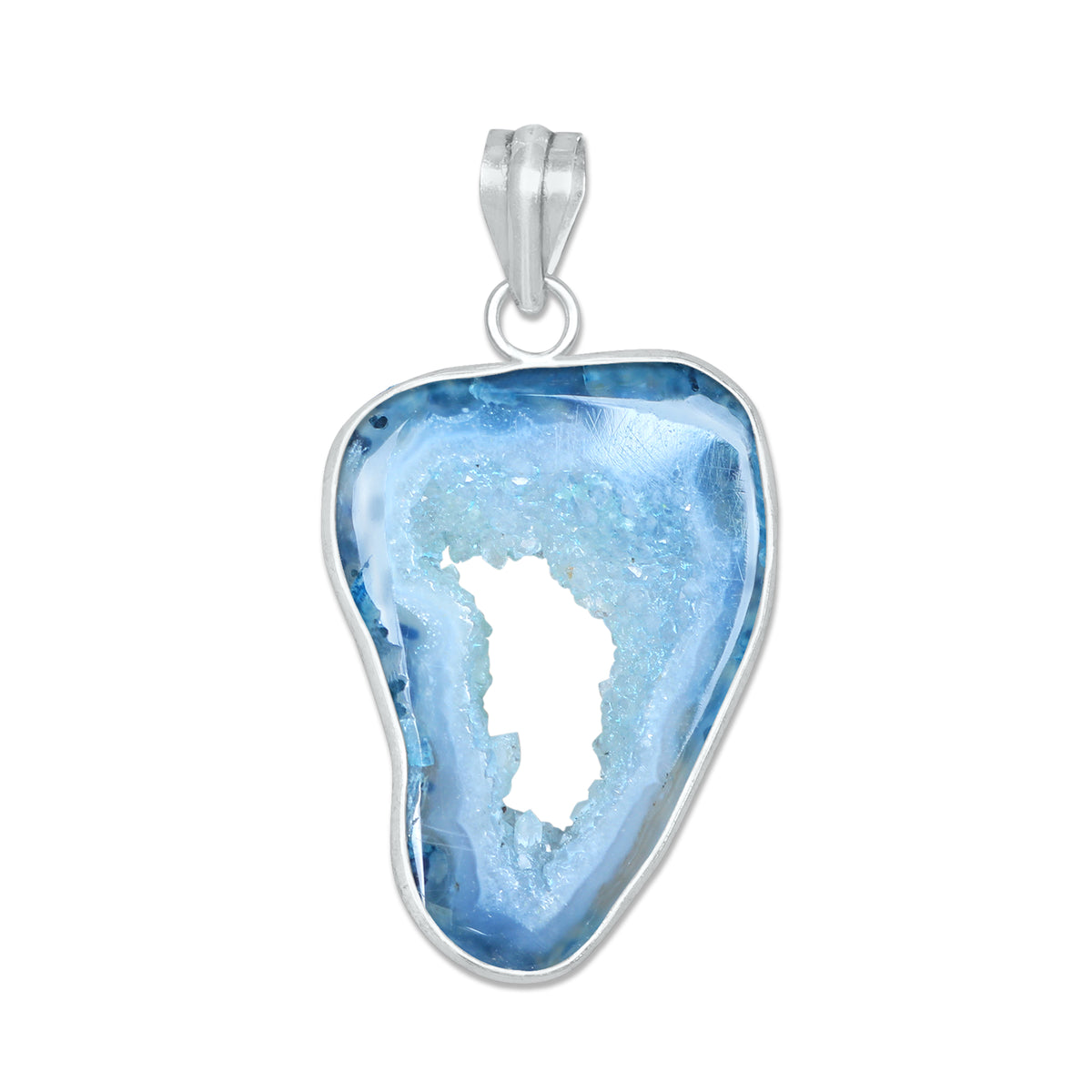 Natural Window Agate Druzy Pendants - Handmade Minimalist Jewelry, Brass Silver Plating