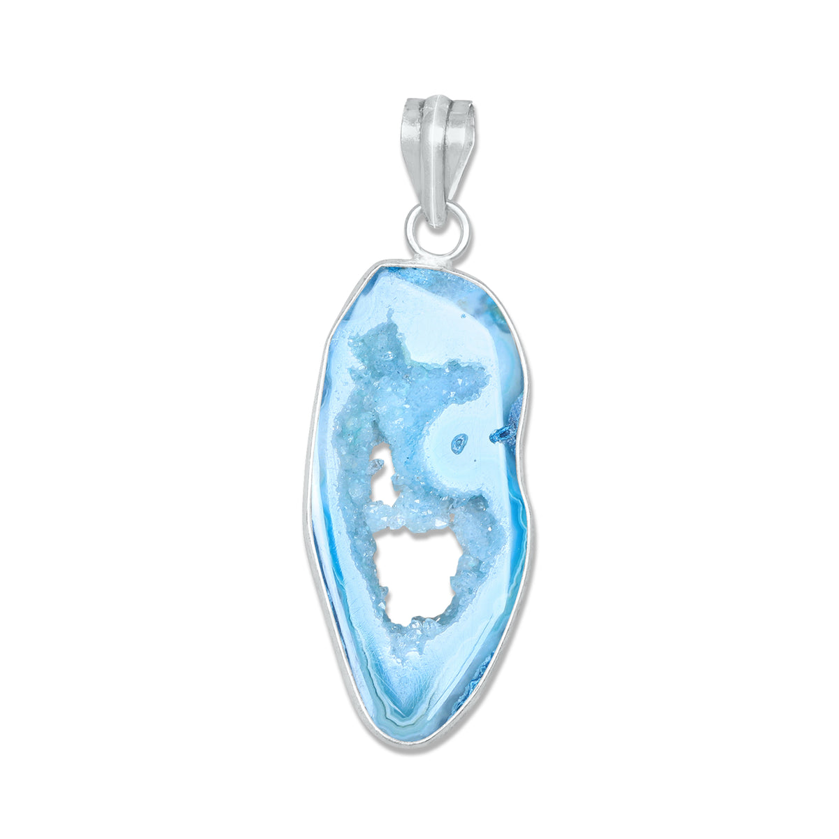 Natural Window Agate Druzy Pendants - Handmade Minimalist Jewelry, Brass Silver Plating