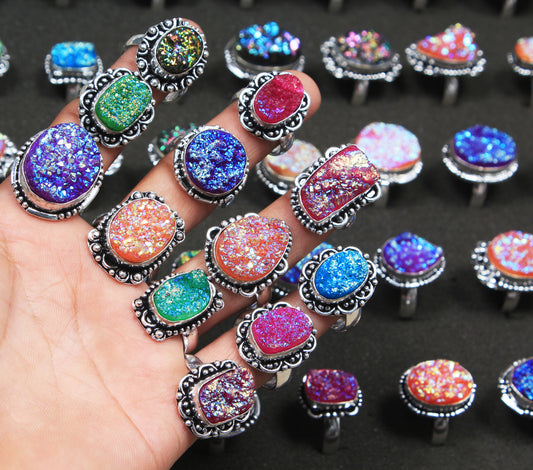 Wunderschöne natürliche verschiedene Multi-Edelstein-Ringe für Frauen Multi Color Crystal Handmade Wholesale Ringe für Massenverkauf