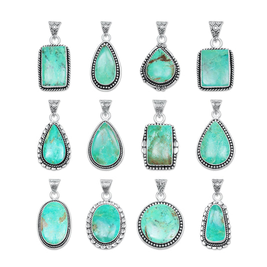 Chrysoprase Pendants – Silver-Plated, Handmade, Designer Boho | Wholesale