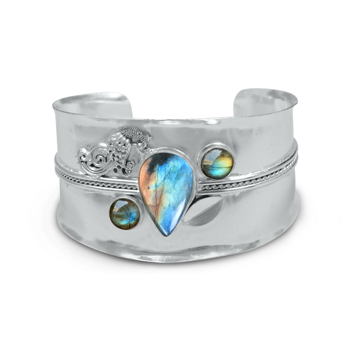Statement Gemstone Bangles – Silver-Plated, Adjustable Handmade Cuffs | Wholesale (Made to Order)