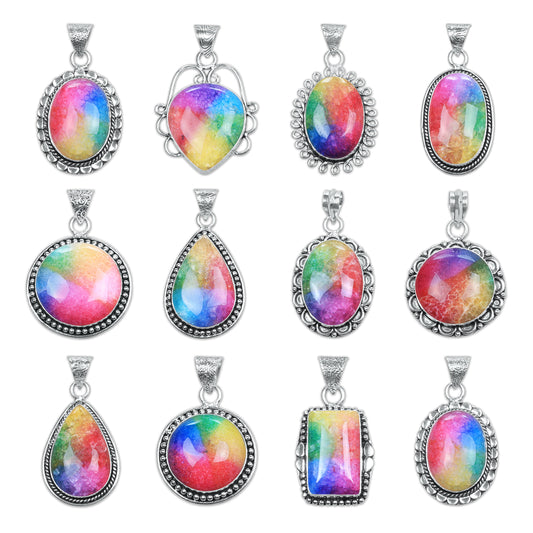 Collier avec pendentifs en cristal multicolores, bijoux en pierres précieuses assorties, pendentifs faits à la main pour femmes