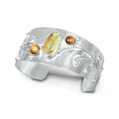 Statement Gemstone Bangles – Silver-Plated, Adjustable Handmade Cuffs | Wholesale (Made to Order)