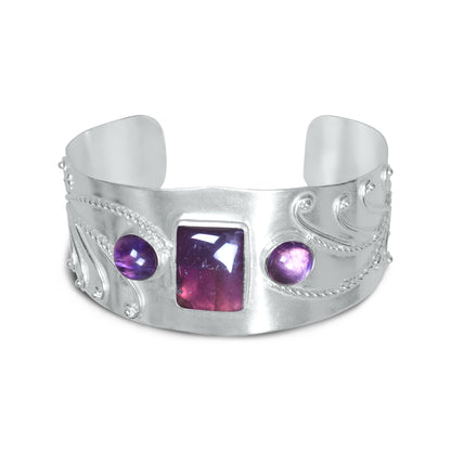 Statement Gemstone Bangles – Silver-Plated, Adjustable Handmade Cuffs | Wholesale (Made to Order)
