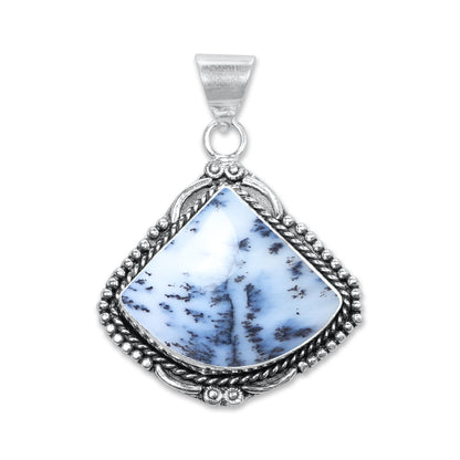 Dendrite Opal Pendants – Silver-Plated, Handmade, Designer Boho | Wholesale
