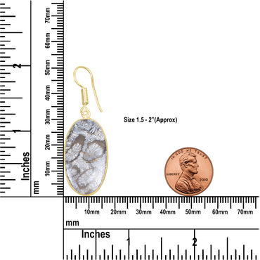 Fossil Coral Earrings – 18K Gold-Plated Bezel, Handmade Minimal Design | Made to Order