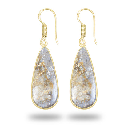 Fossil Coral Earrings – 18K Gold-Plated Bezel, Handmade Minimal Design | Made to Order