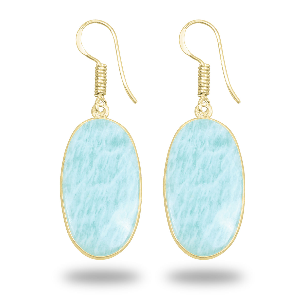 Amazonite Earrings – 18K Gold-Plated Bezel, Handmade Minimal Design | Made to Order