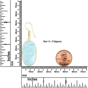 Amazonite Earrings – 18K Gold-Plated Bezel, Handmade Minimal Design | Made to Order