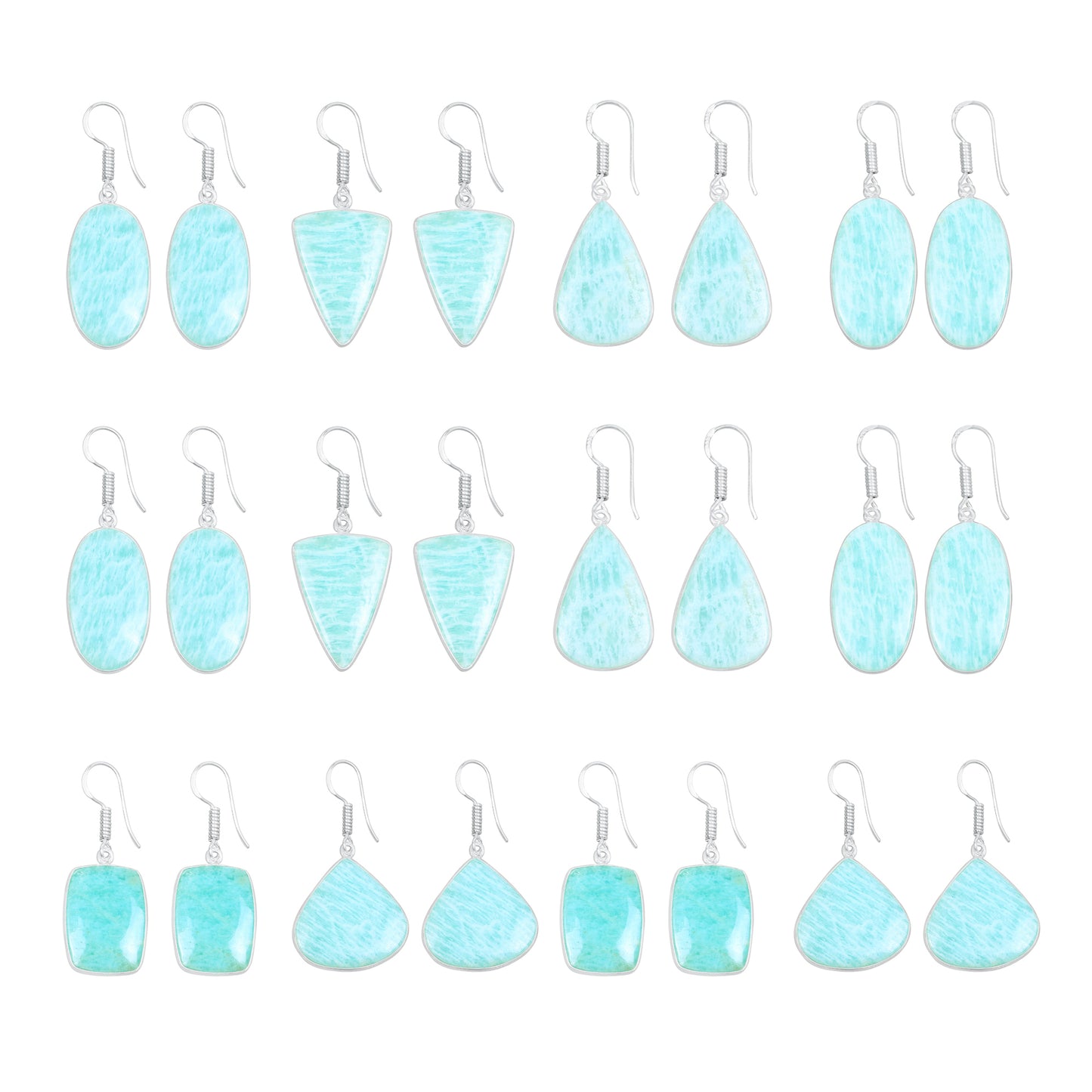 Amazonite Earrings – Minimalist, Silver-Plated | Wholesale Handmade Jewelry