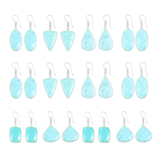 Amazonite Earrings – Minimalist, Silver-Plated | Wholesale Handmade Jewelry