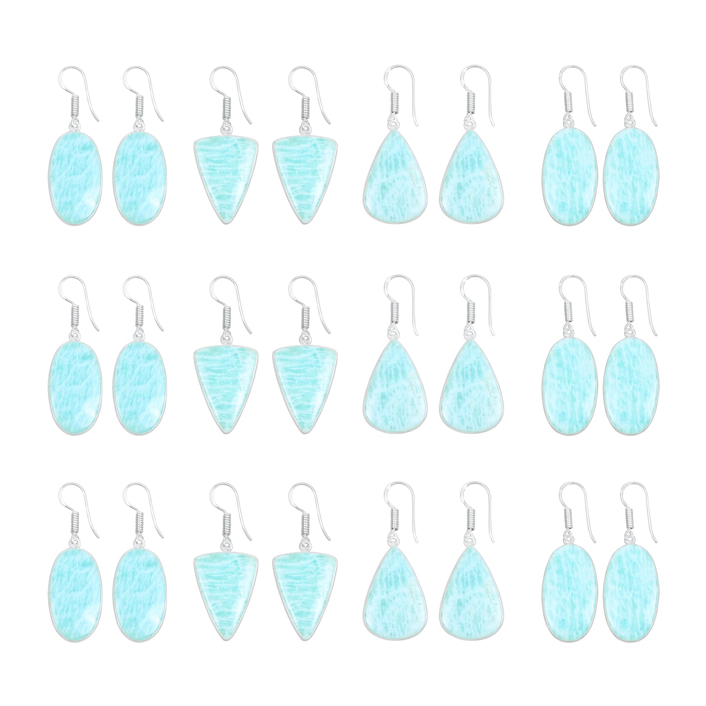 Amazonite Earrings – Minimalist, Silver-Plated | Wholesale Handmade Jewelry