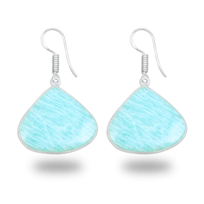 Amazonite Earrings – Minimalist, Silver-Plated | Wholesale Handmade Jewelry