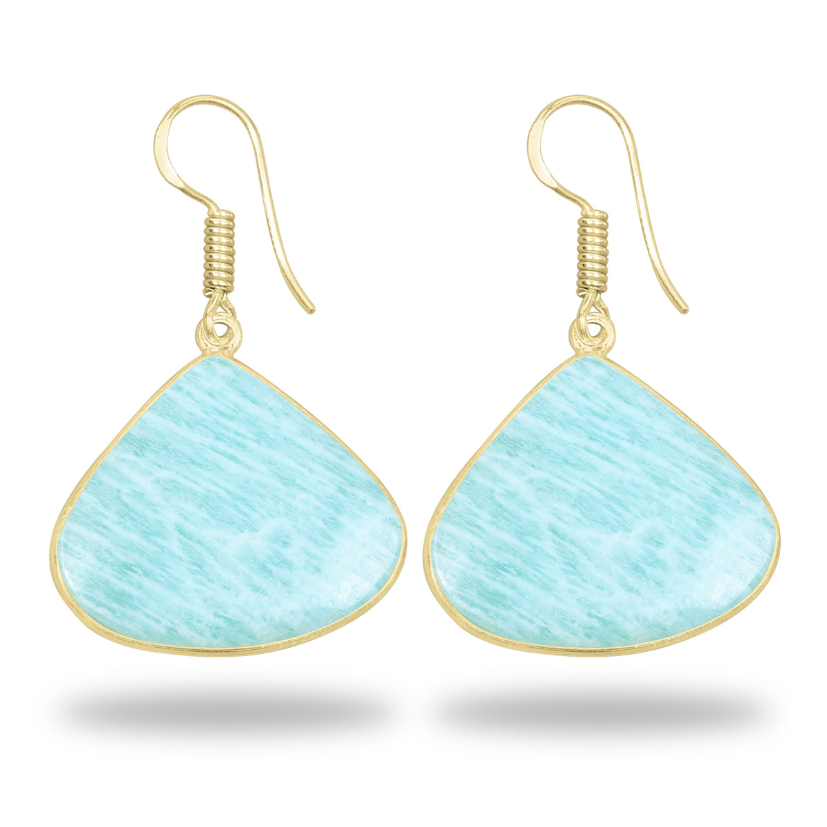 Amazonite Earrings – 18K Gold-Plated Bezel, Handmade Minimal Design | Made to Order