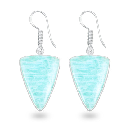 Amazonite Earrings – Minimalist, Silver-Plated | Wholesale Handmade Jewelry