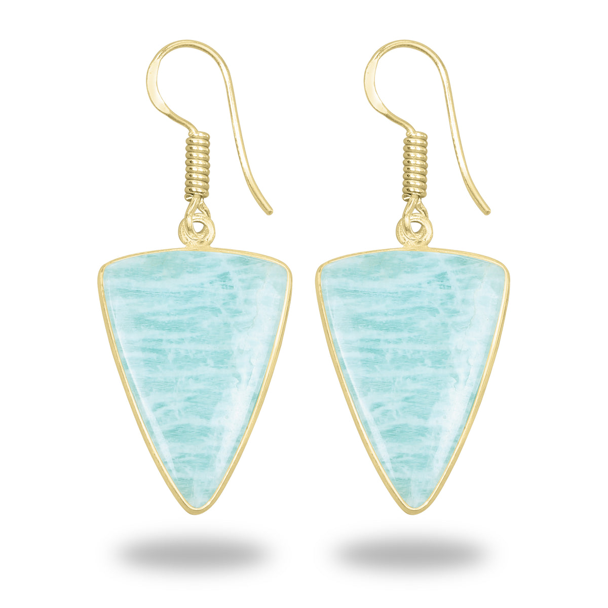 Amazonite Earrings – 18K Gold-Plated Bezel, Handmade Minimal Design | Made to Order