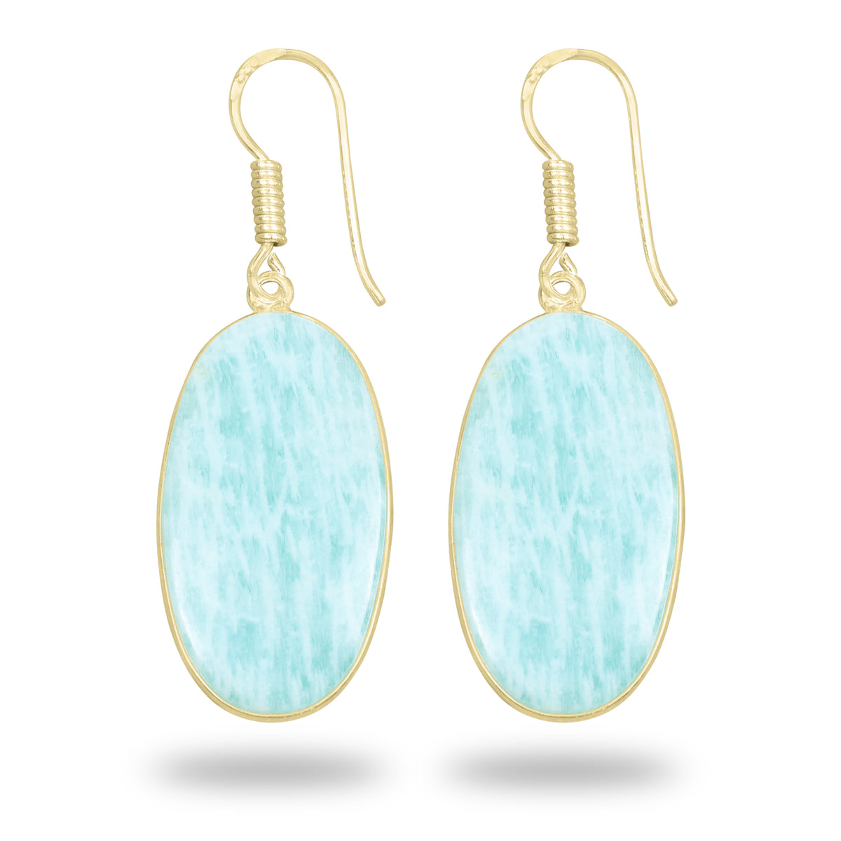 Amazonite Earrings – 18K Gold-Plated Bezel, Handmade Minimal Design | Made to Order
