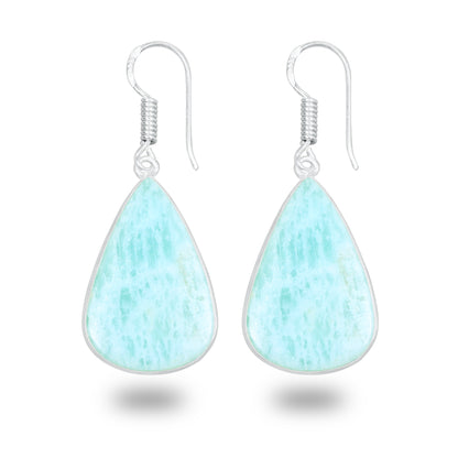 Amazonite Earrings – Minimalist, Silver-Plated | Wholesale Handmade Jewelry